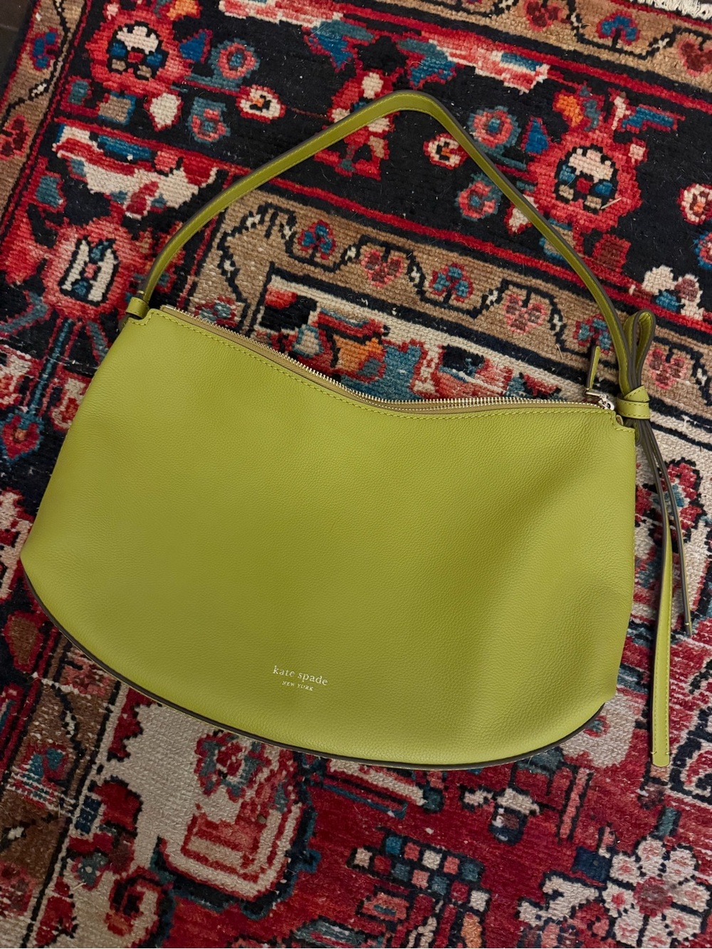 kate spad Large Loop Laurel Leaf Green Pebbled Leather Shoulder Bag